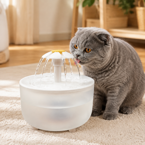 Fontaine à Eau Fleur 1,2 L pour Chat – Silencieuse & Filtrante