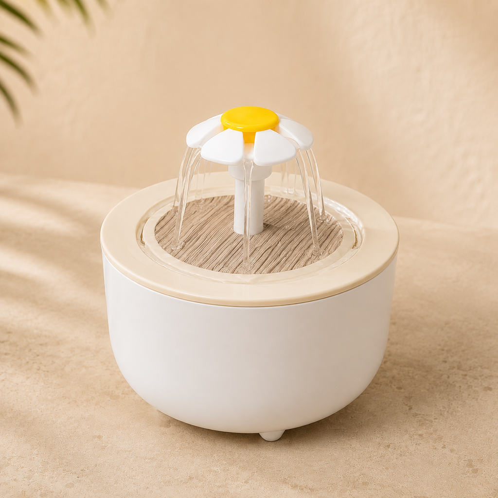 Fontaine à Eau Fleur 1,2 L pour Chat – Silencieuse & Filtrante