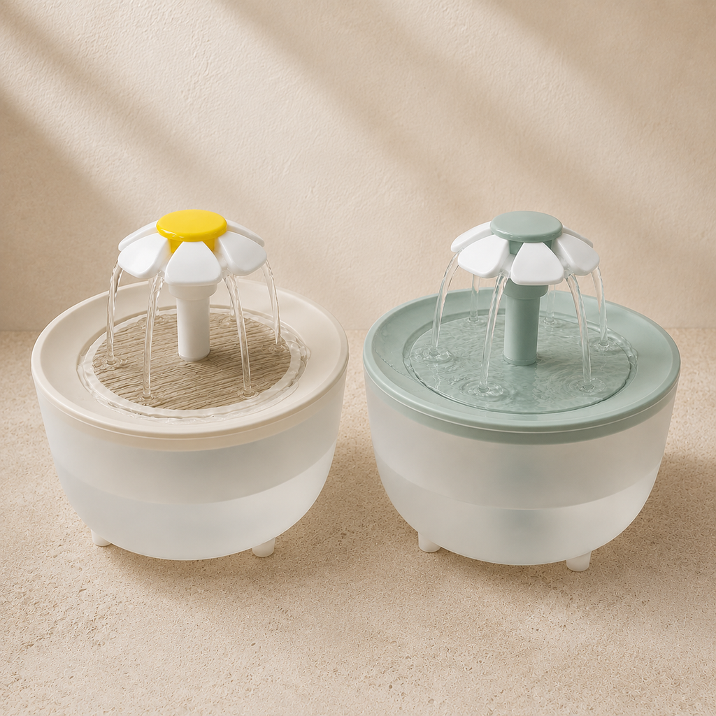 Fontaine à Eau Fleur 1,2 L pour Chat – Silencieuse & Filtrante